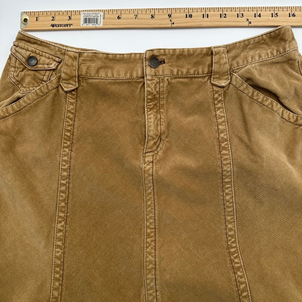Eddie Bauer Tan Corduroy Midi Skirt Womens 10 Brown A-Line Stretch Cotton - Picture 3 of 9